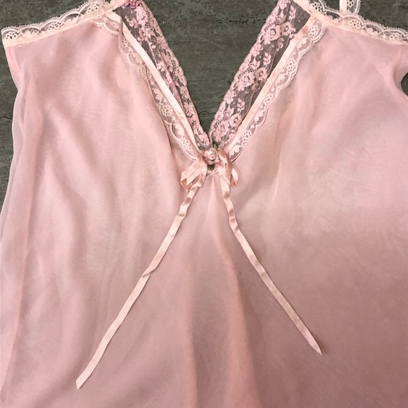 SOLD Vintage Coquette Lolita Girlcore Ruffle Semi Sheer Lace Floral Mini Slip - Picture 4 of 7